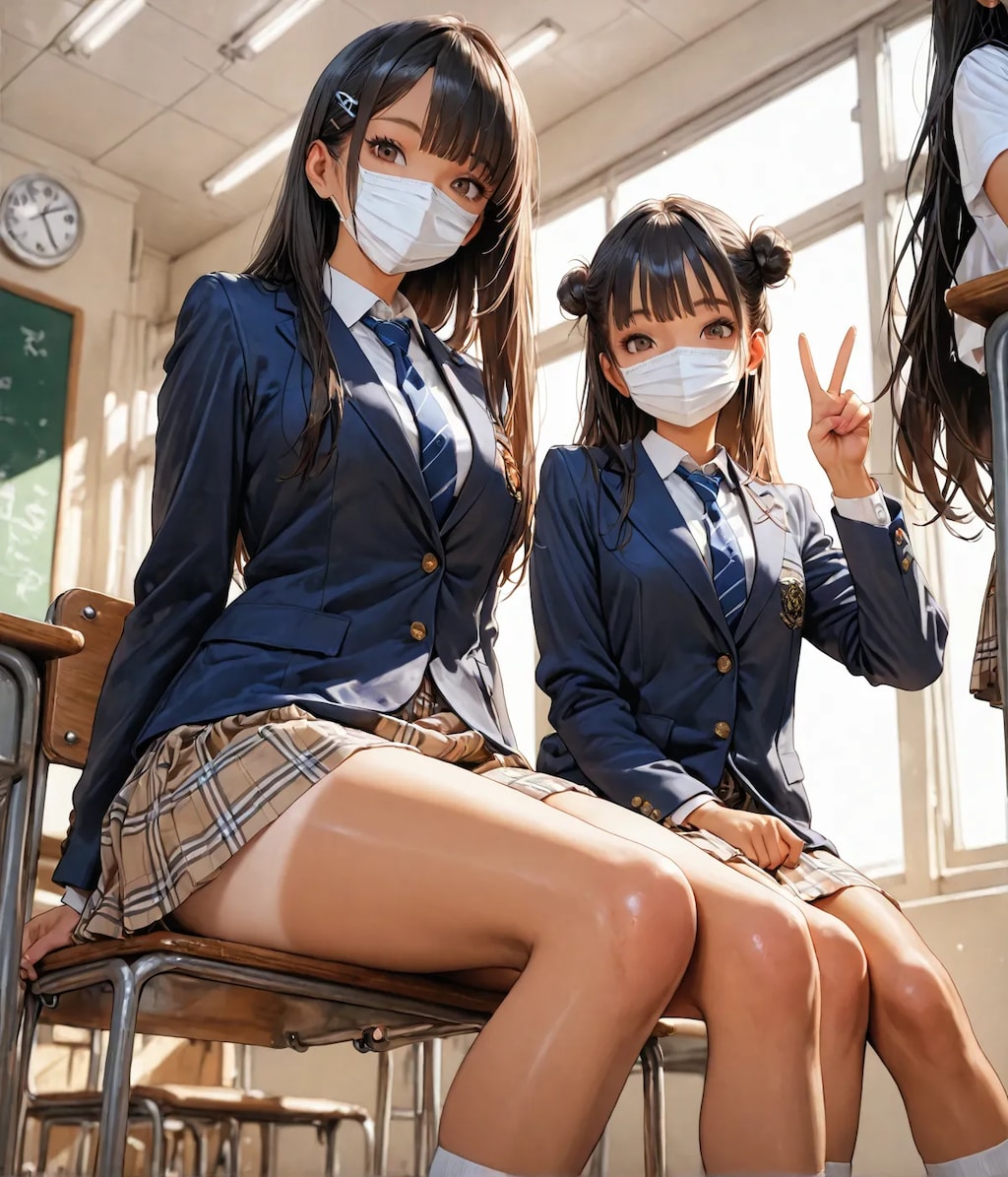 インフル対策バッチリのＪＫ達☺️