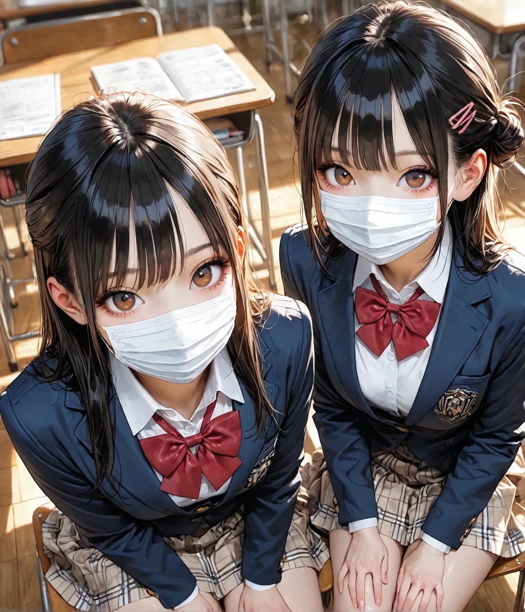 インフル対策バッチリのＪＫ達☺️