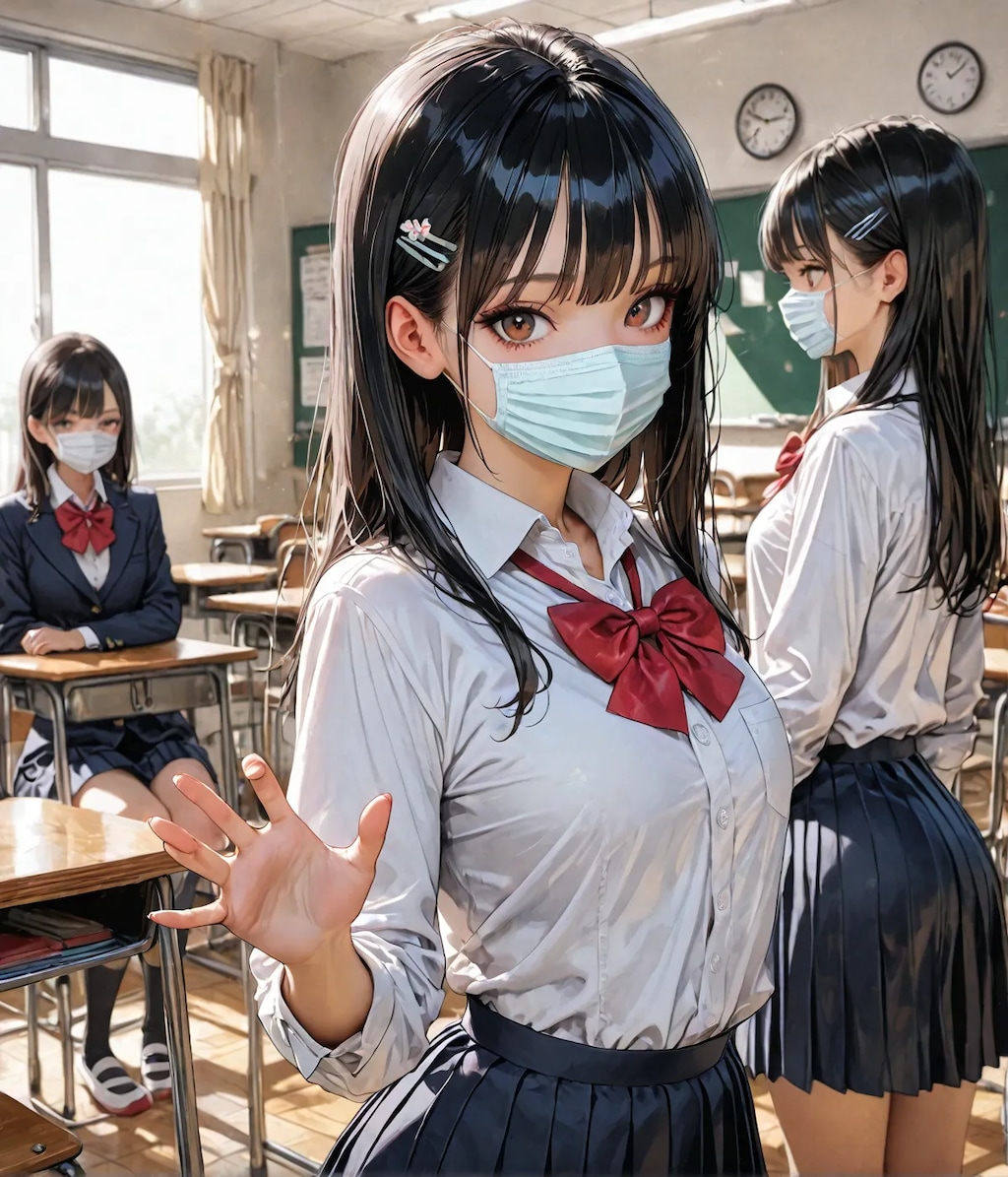 インフル対策バッチリのＪＫ達☺️