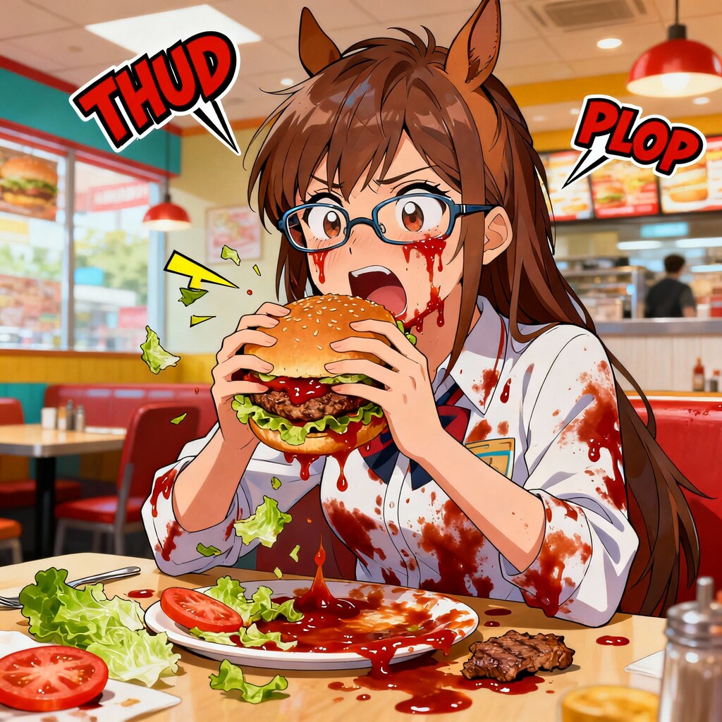 🍔食べるのが下手な女の子