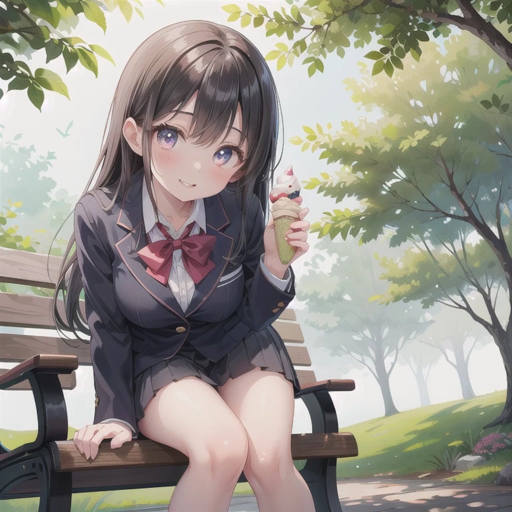 黒髪ロングでブレザーの少女６１