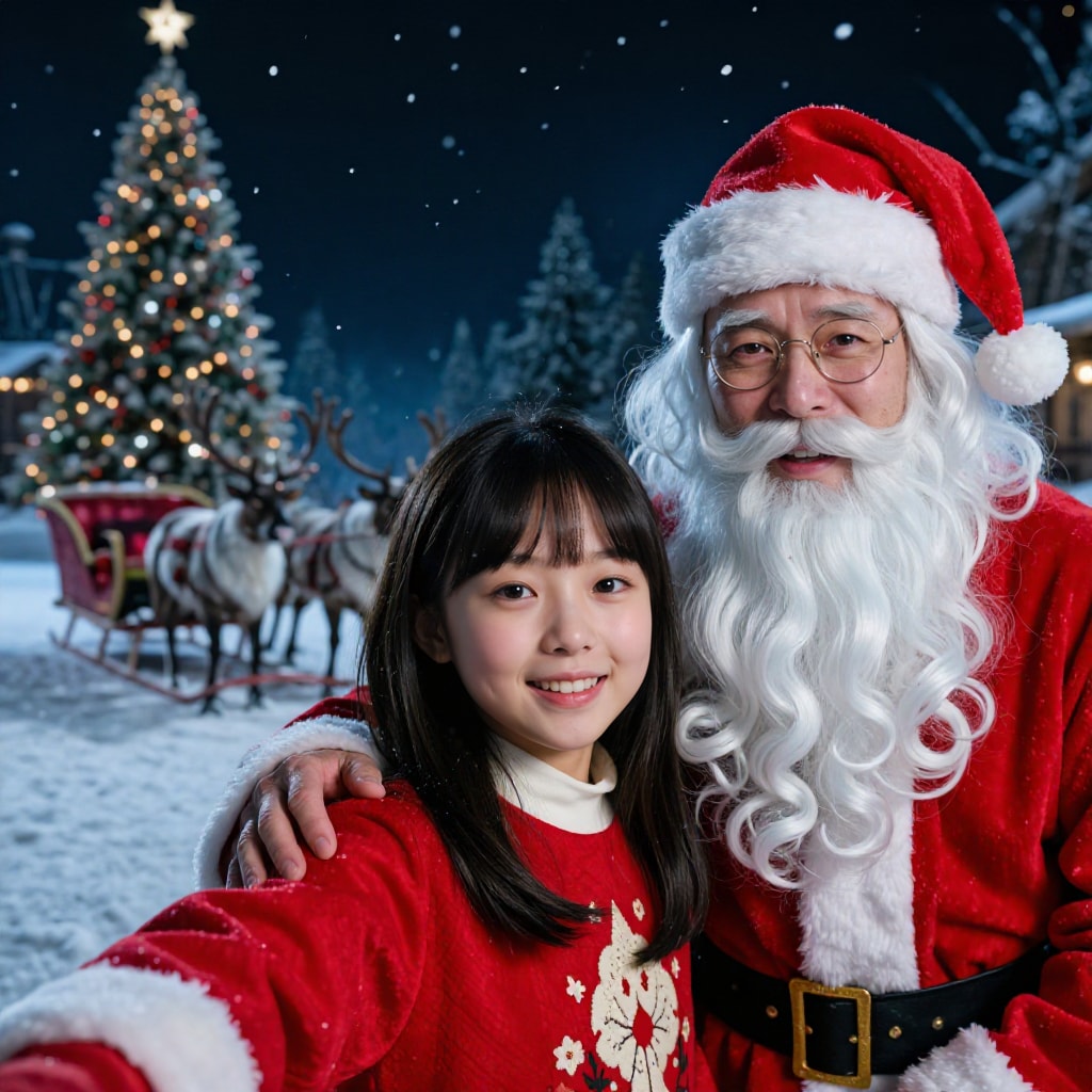 サンタが居たから捕まえて記念撮影してみた | の人気AIイラスト・グラビア