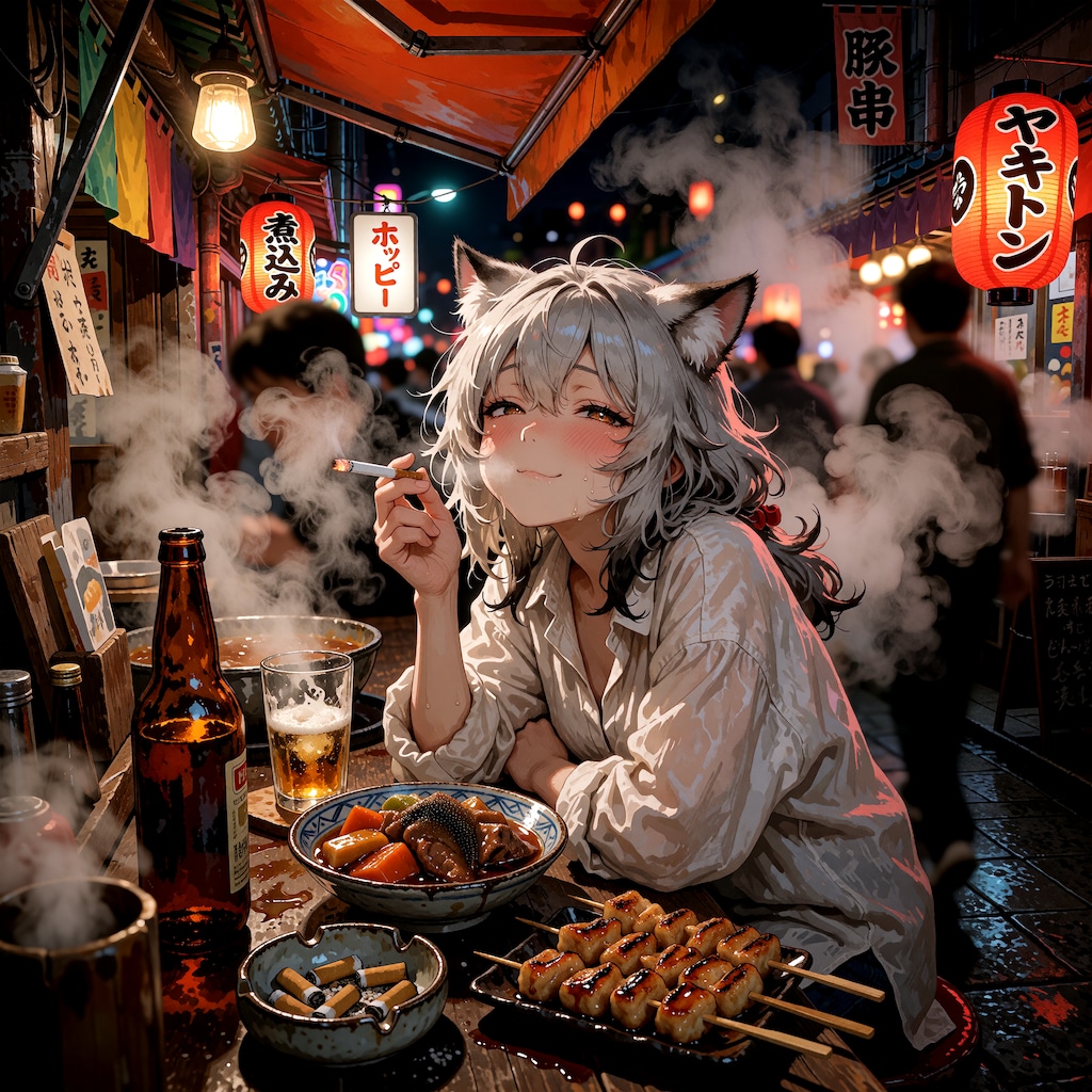 結局こういうとこで飲むのが一番うめえニャ