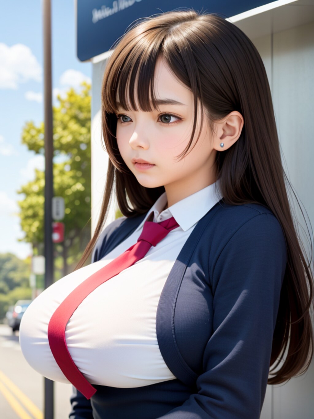 バス待ち女子校生