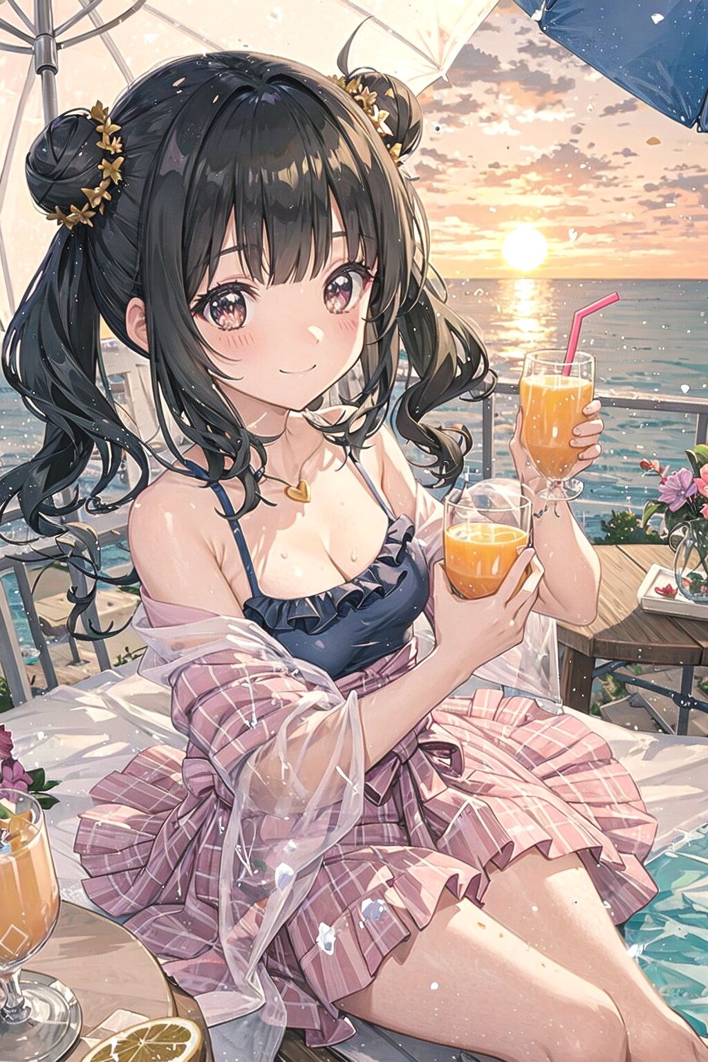 ゆうひをみながらのむのです