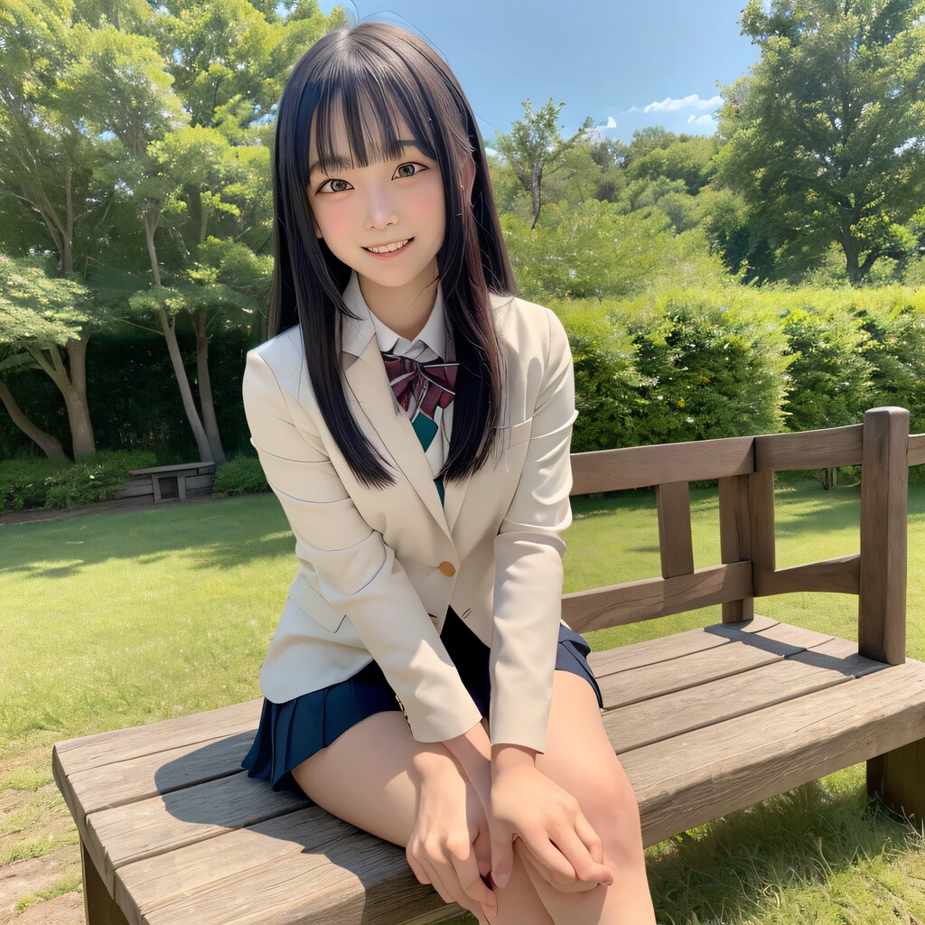 黒髪ロングでブレザーの美女４７