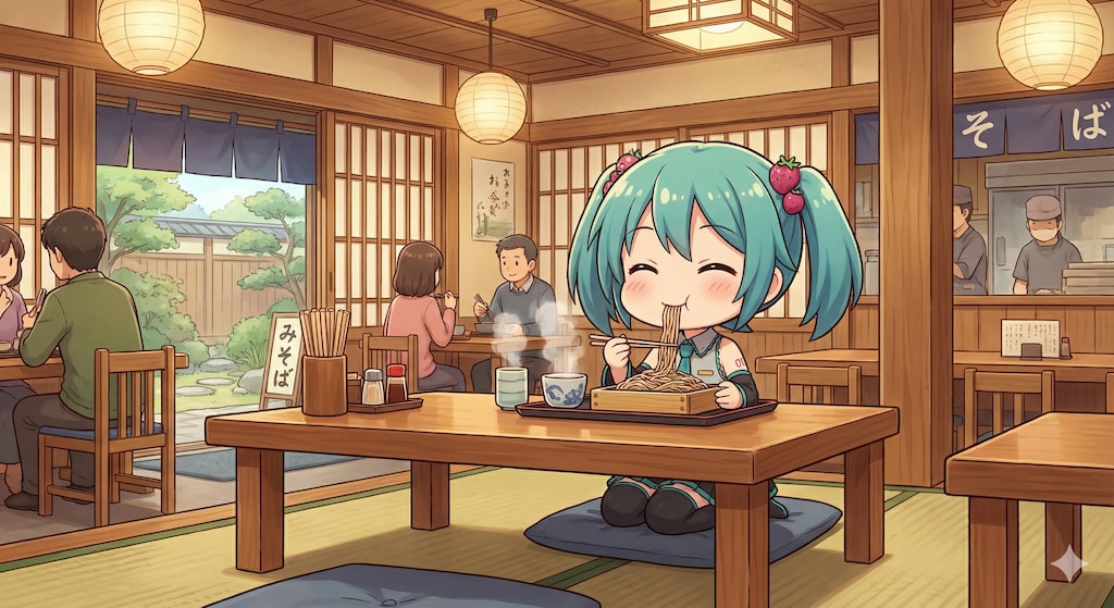 今日のお昼はもりそばです