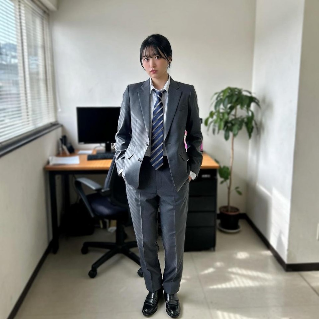 メンズスーツの女