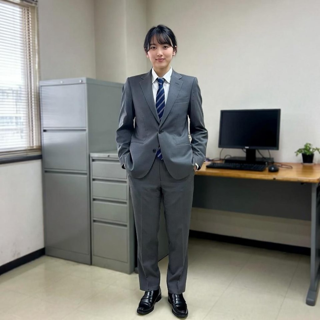 メンズスーツの女