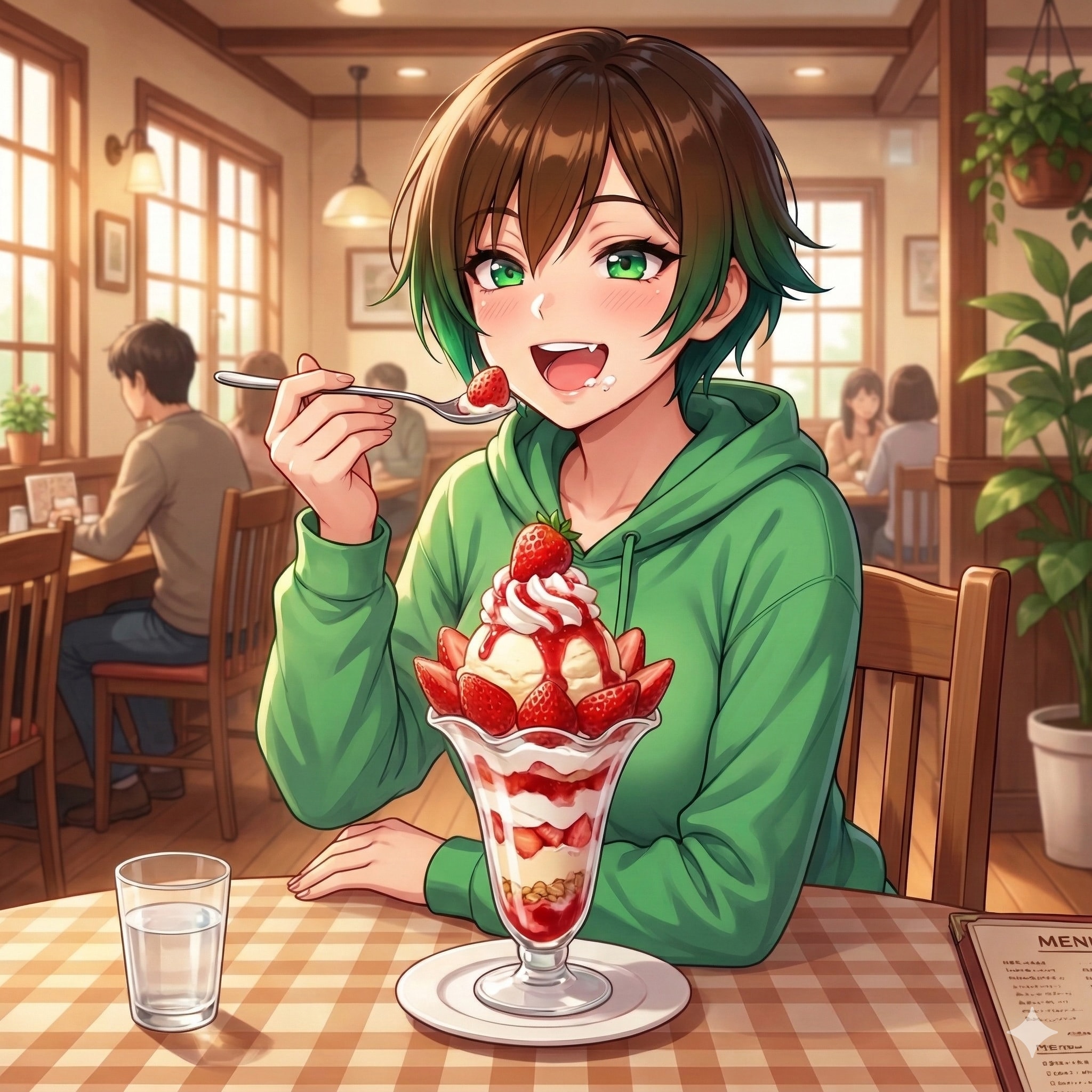 苺パフェを食べている琴音さん🍓 | の人気AIイラスト・グラビア