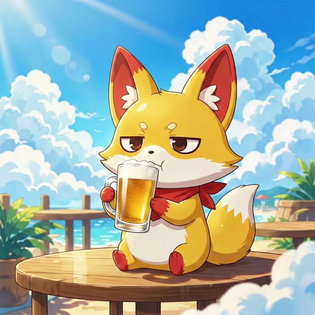 海辺でビール！