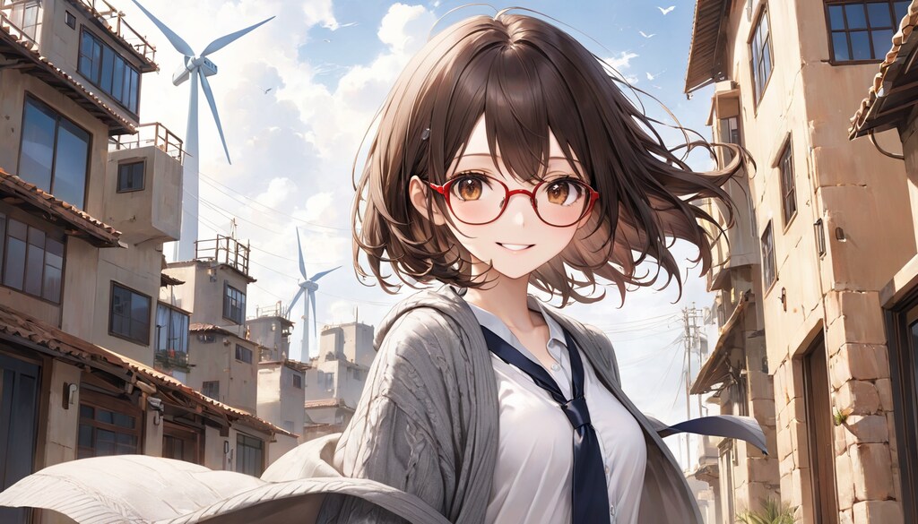 眼鏡女子 楓の風の街