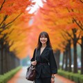 美女とおしゃれに紅葉デート 3枚目