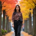 美女とおしゃれに紅葉デート 2枚目
