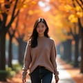 美女とおしゃれに紅葉デート 4枚目