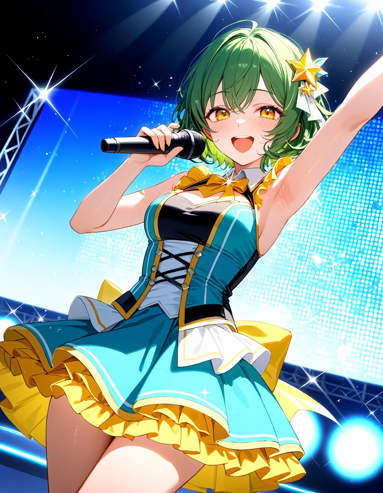 緑髪アイドル&青髪ビキニ