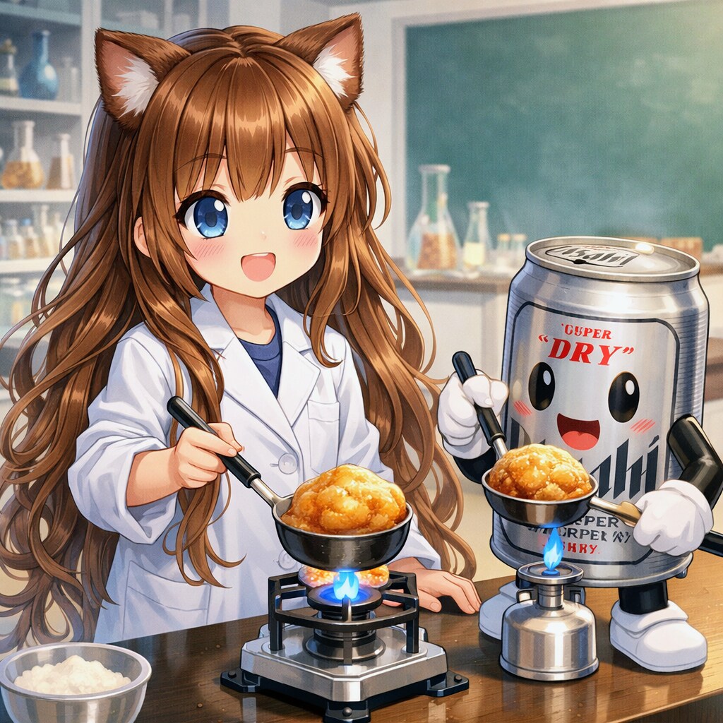 カルメ焼きを作る小さな女の子