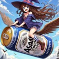 空飛ぶビール缶に乗る魔法使いの小さな女の子 6枚目
