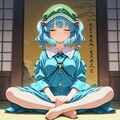 坐禅を組むにとりちゃん 2枚目