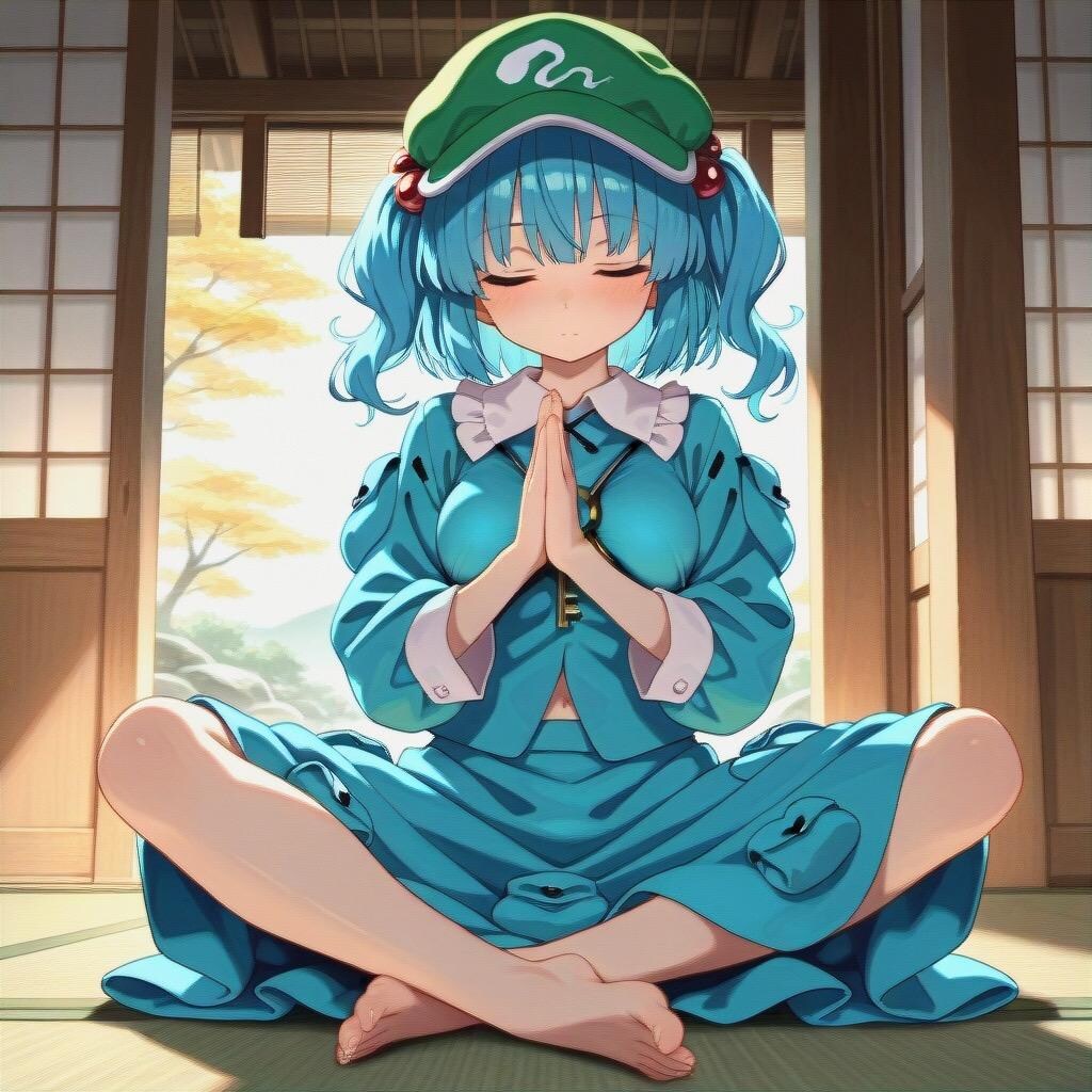 坐禅を組むにとりちゃん