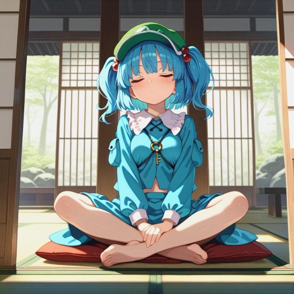 坐禅を組むにとりちゃん