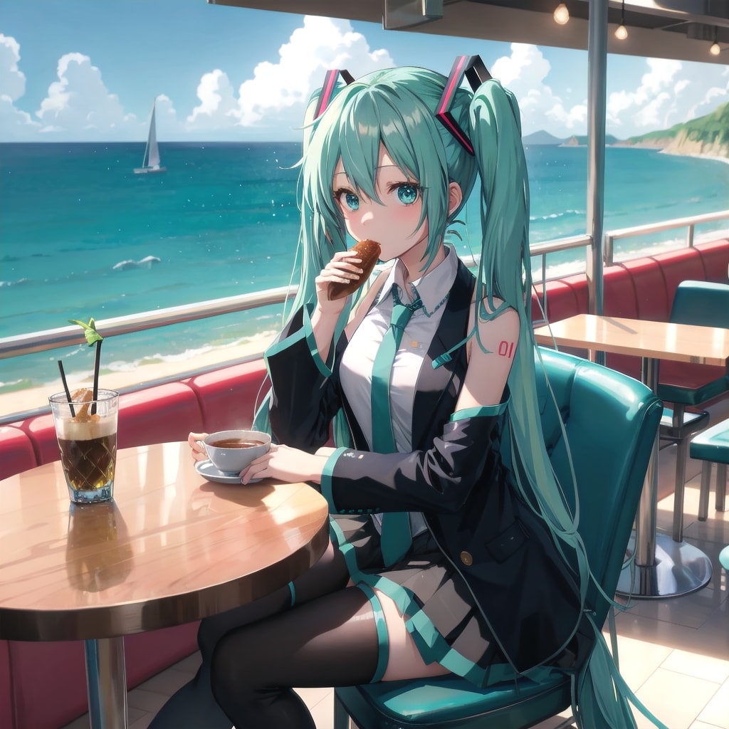 V4B 海の見えるレストラン | の人気AIイラスト・グラビア