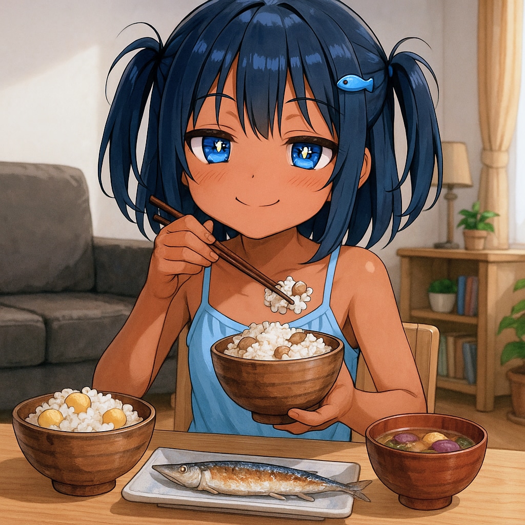 秋の味覚を堪能するこなつちゃん