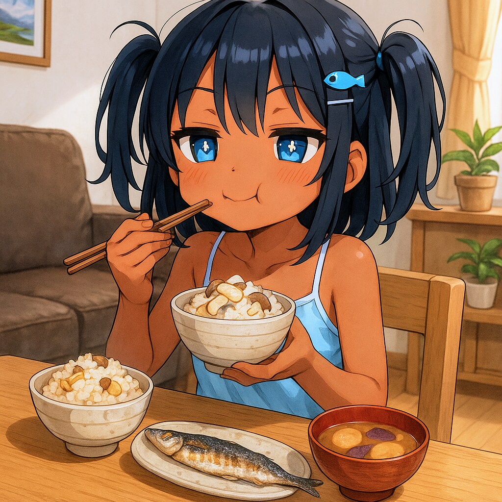 秋の味覚を堪能するこなつちゃん