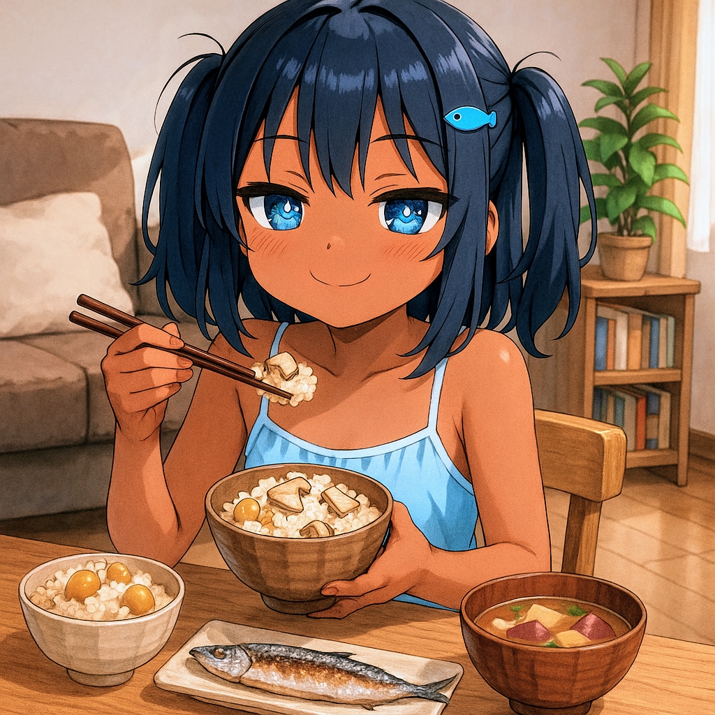 秋の味覚を堪能するこなつちゃん