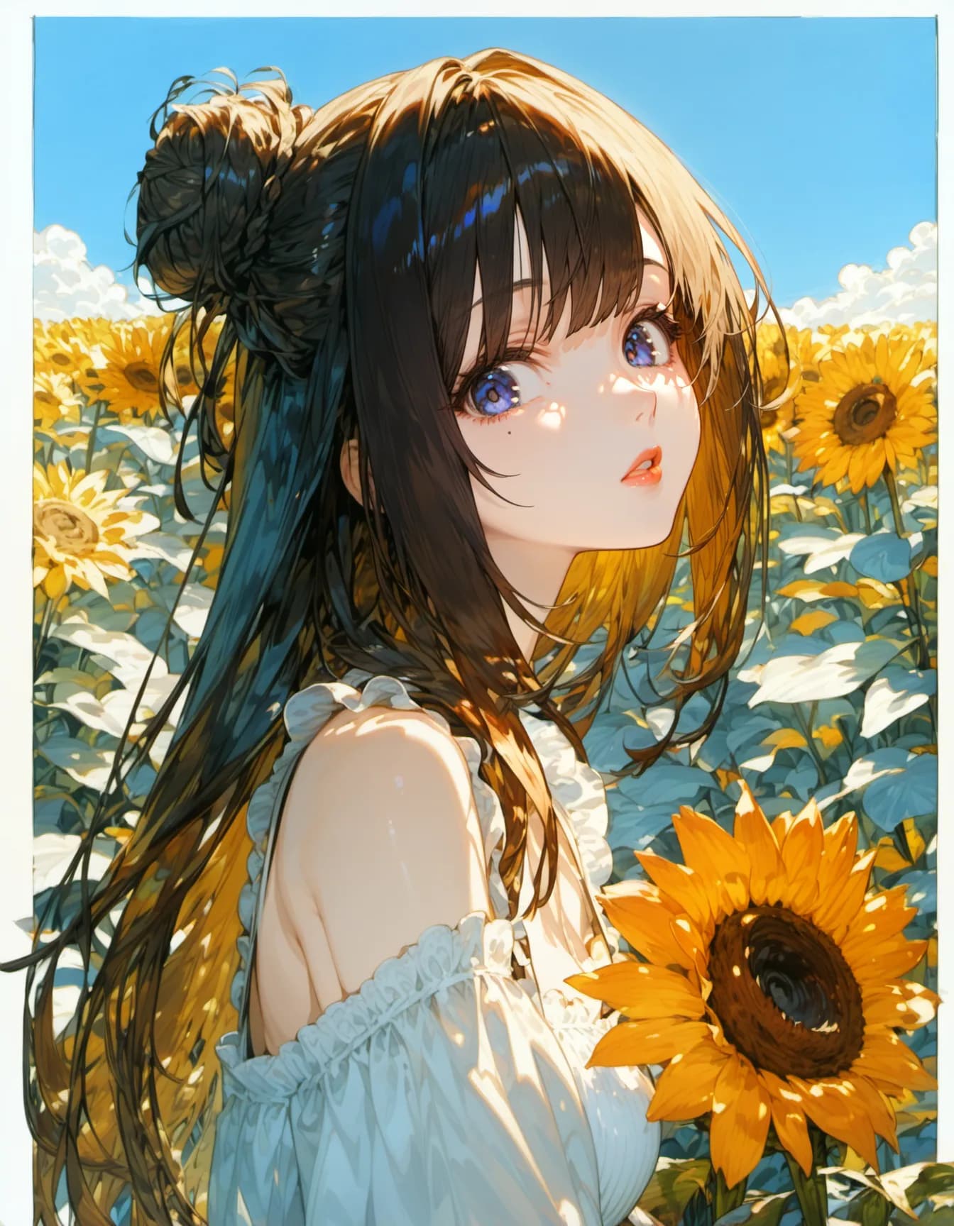 Gaze of the Sunflower Field | の人気AIイラスト・グラビア