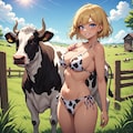 金髪ギャル　牛ビキニ 3枚目