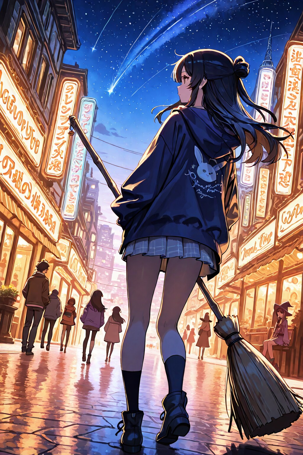 星空と商店街