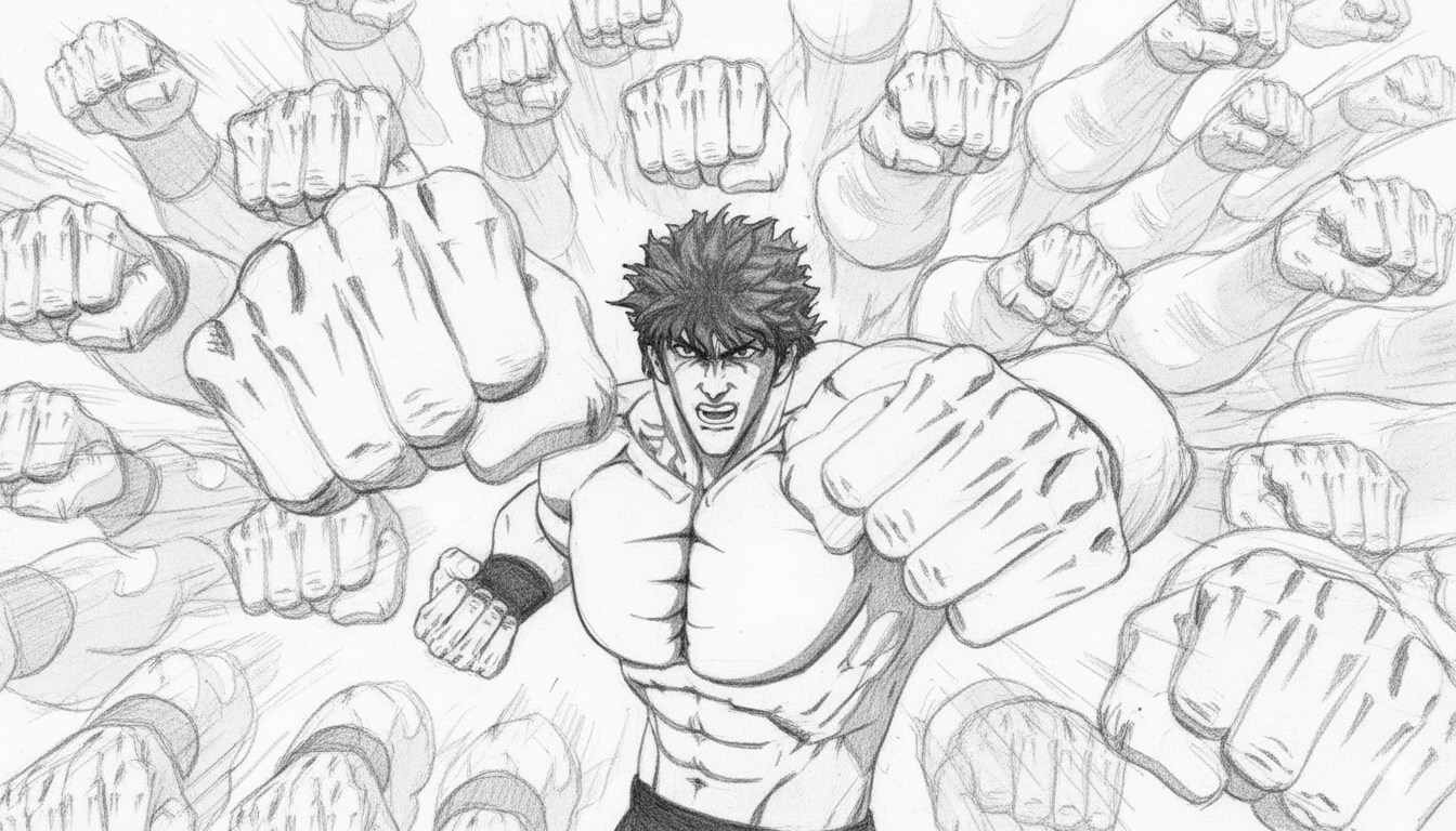 【のっかり投稿】こなつちゃん天帰演出・北斗百裂拳が出来るまで＋おまけ3枚目 | の人気AIイラスト・グラビア