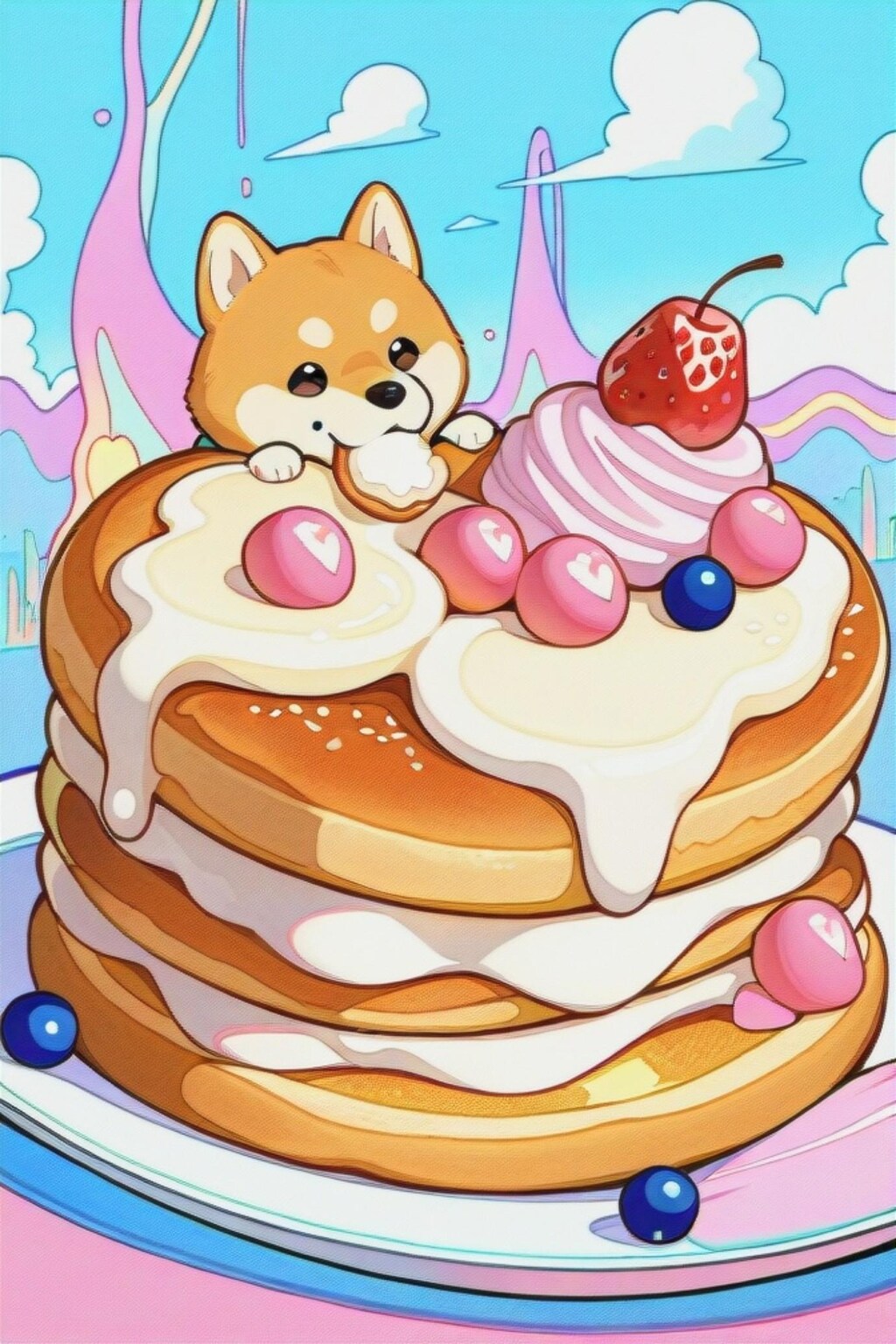 柴犬とホットケーキ