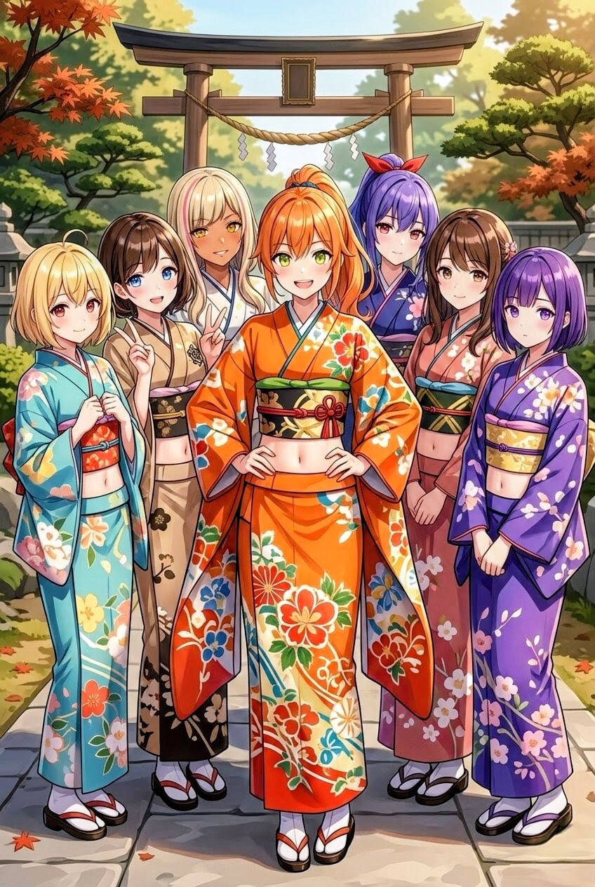 着物でおへそ部集合！