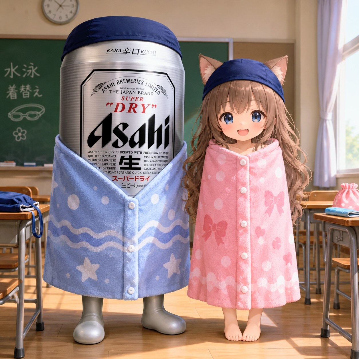 ラップタオルと女の子