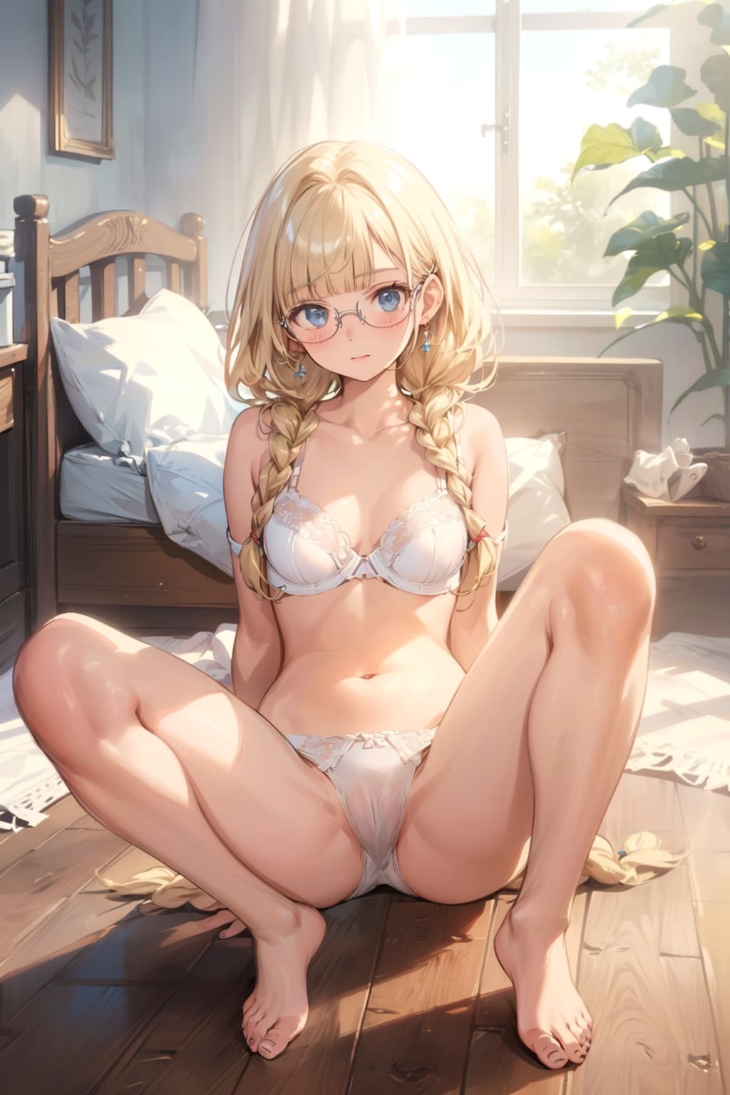 下着の眼鏡っ娘