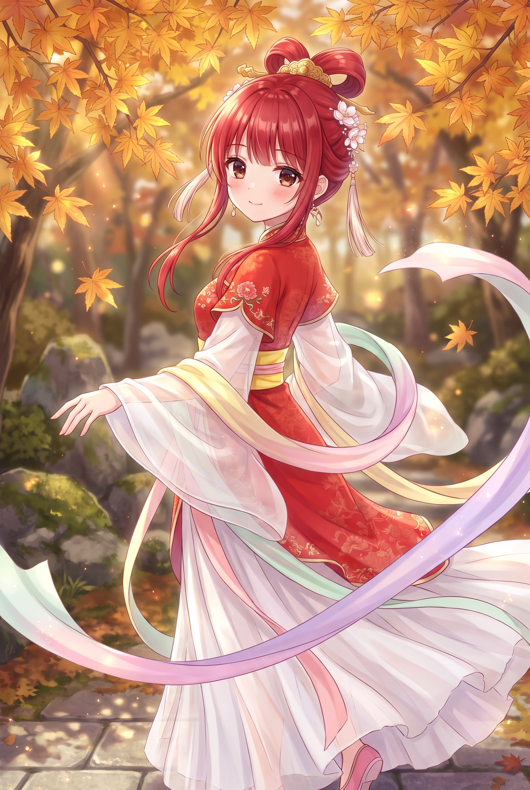 紅葉舞う赤髪の少女 | の人気AIイラスト・グラビア