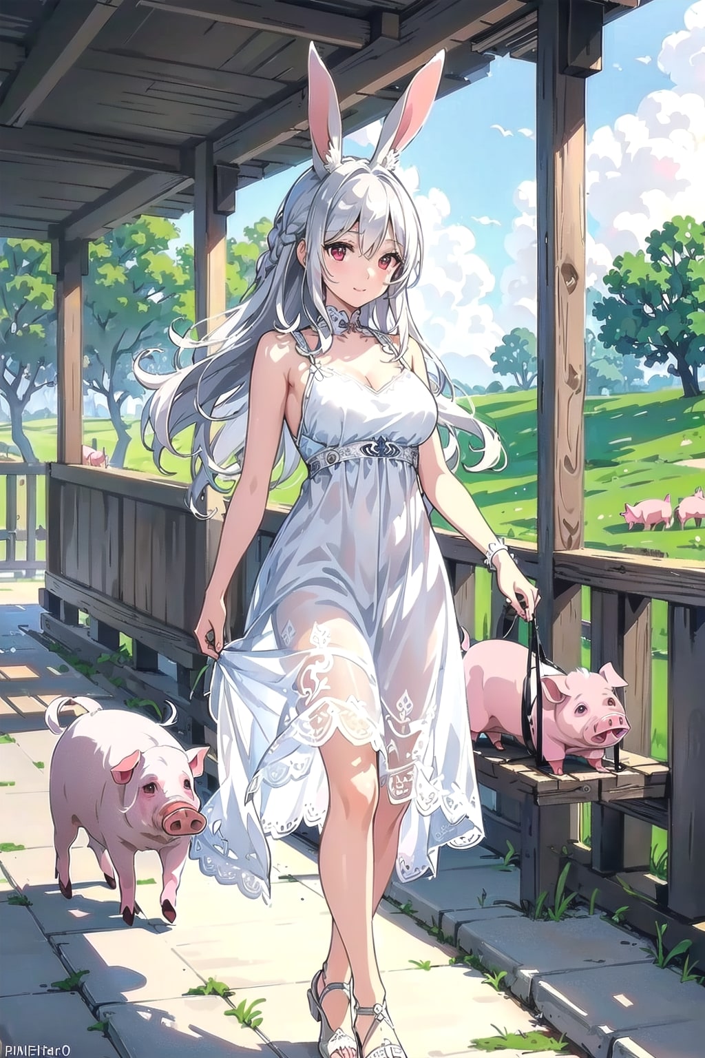 ブタさんとのふれあい牧場なのです🐰っ🐷