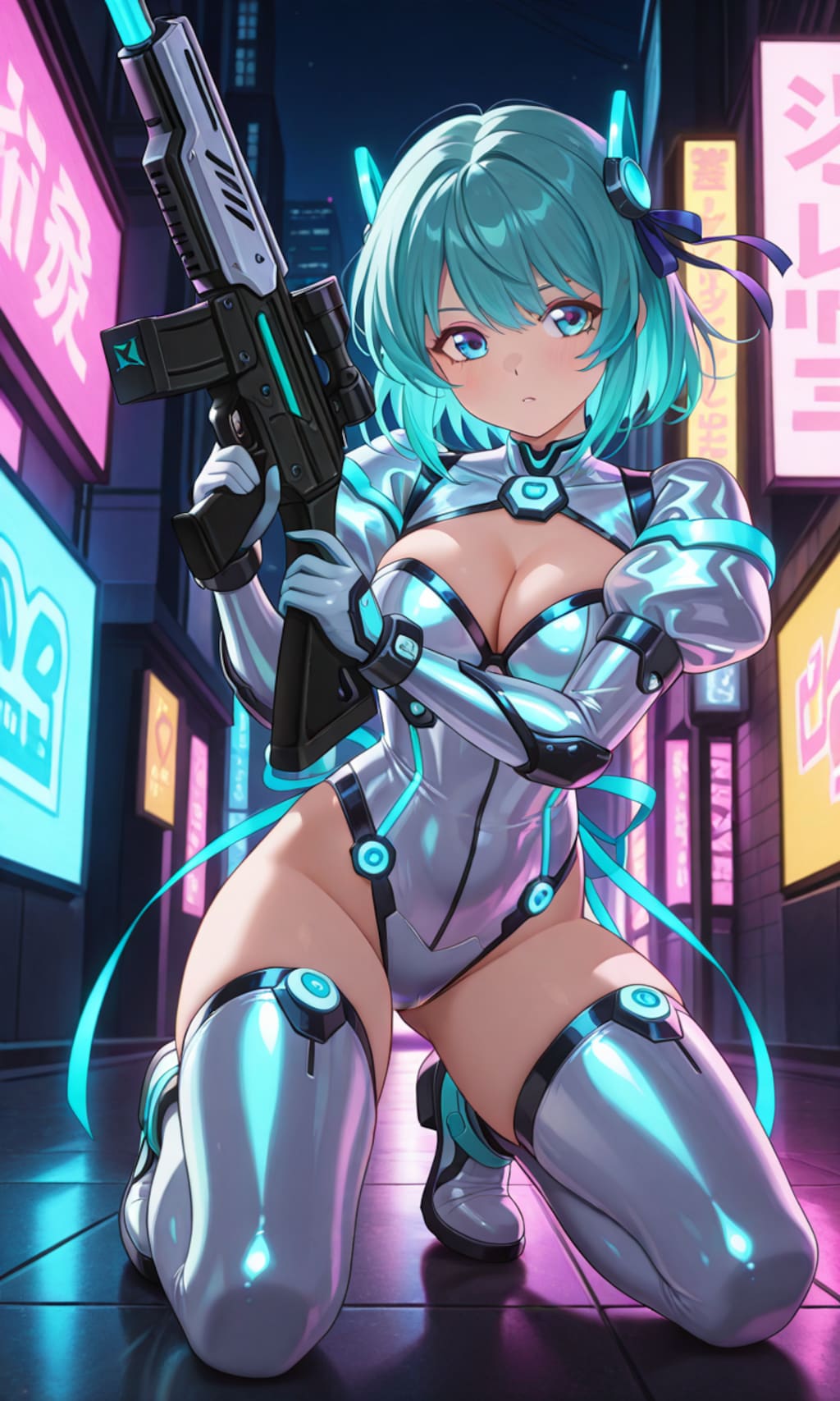 サイバーパンク風衣装の少女