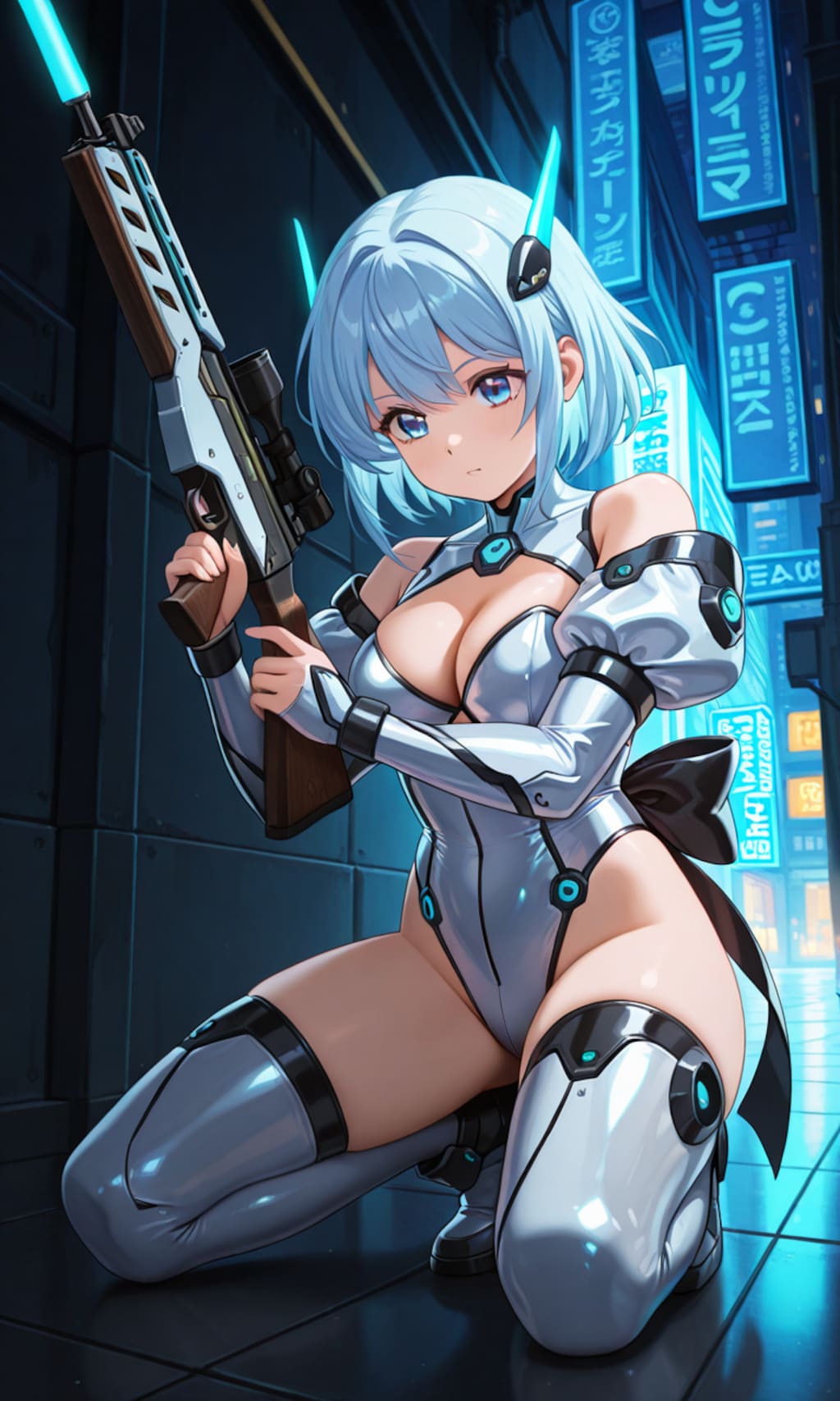 サイバーパンク風衣装の少女