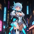 サイバーパンク風衣装の少女 2枚目