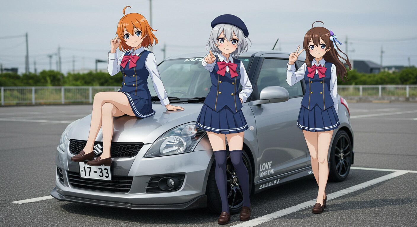 アニメキャラとスズキスイフト | の人気AIイラスト・グラビア