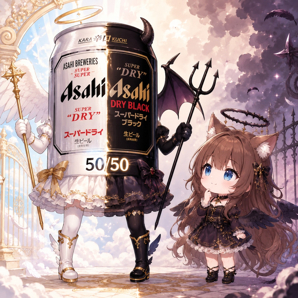 闇堕ちしそうなビール缶とそれを眺める小さな女の子