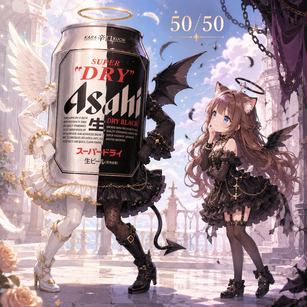 闇堕ちしそうなビール缶とそれを眺める小さな女の子