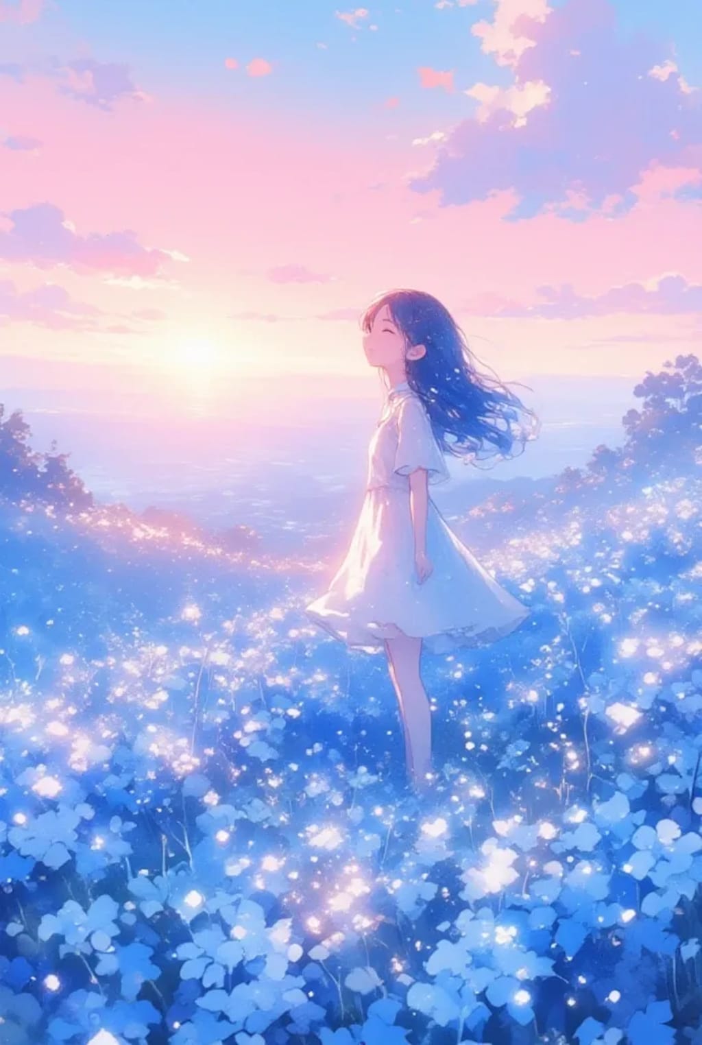 朝焼けのお花畑