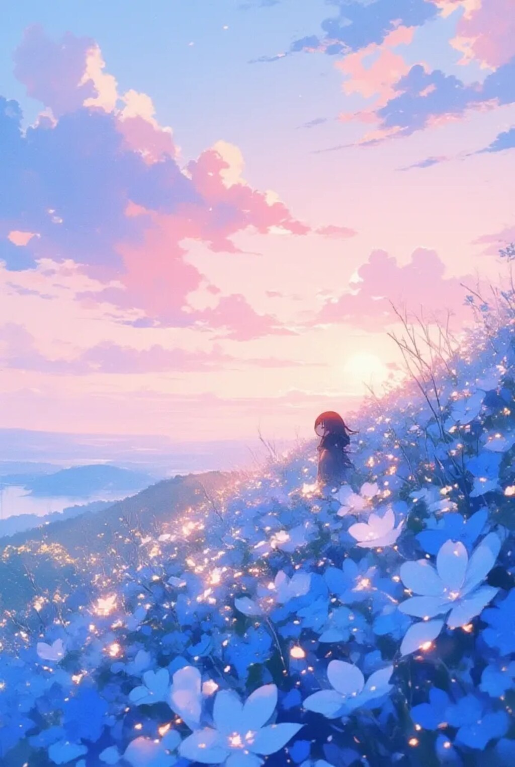 朝焼けのお花畑