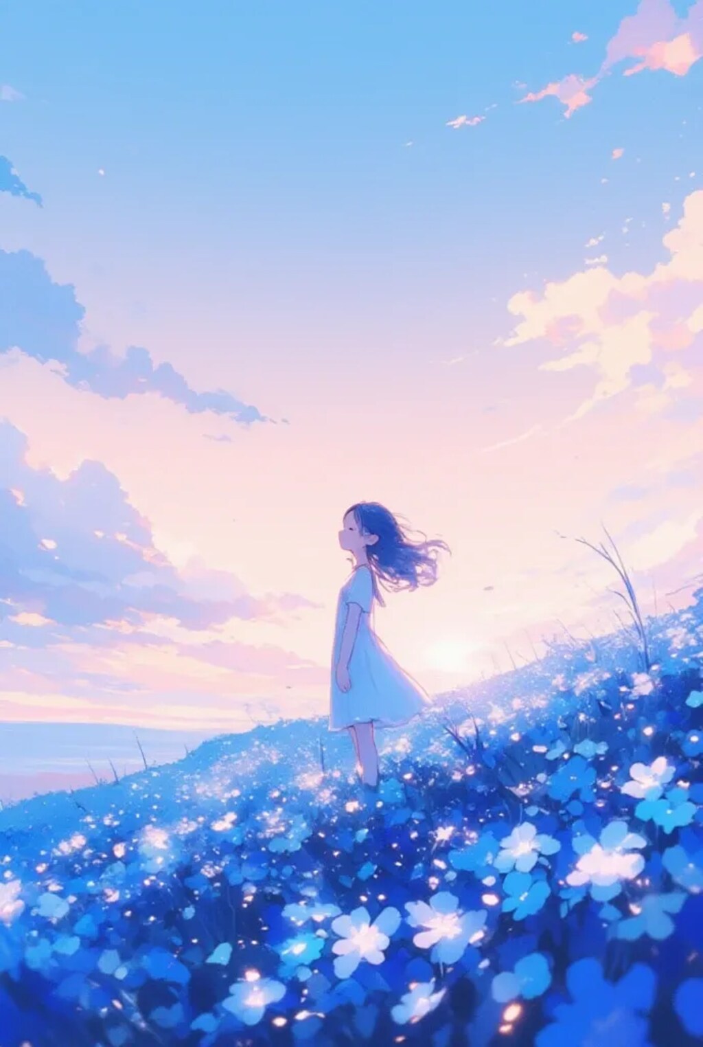 朝焼けのお花畑