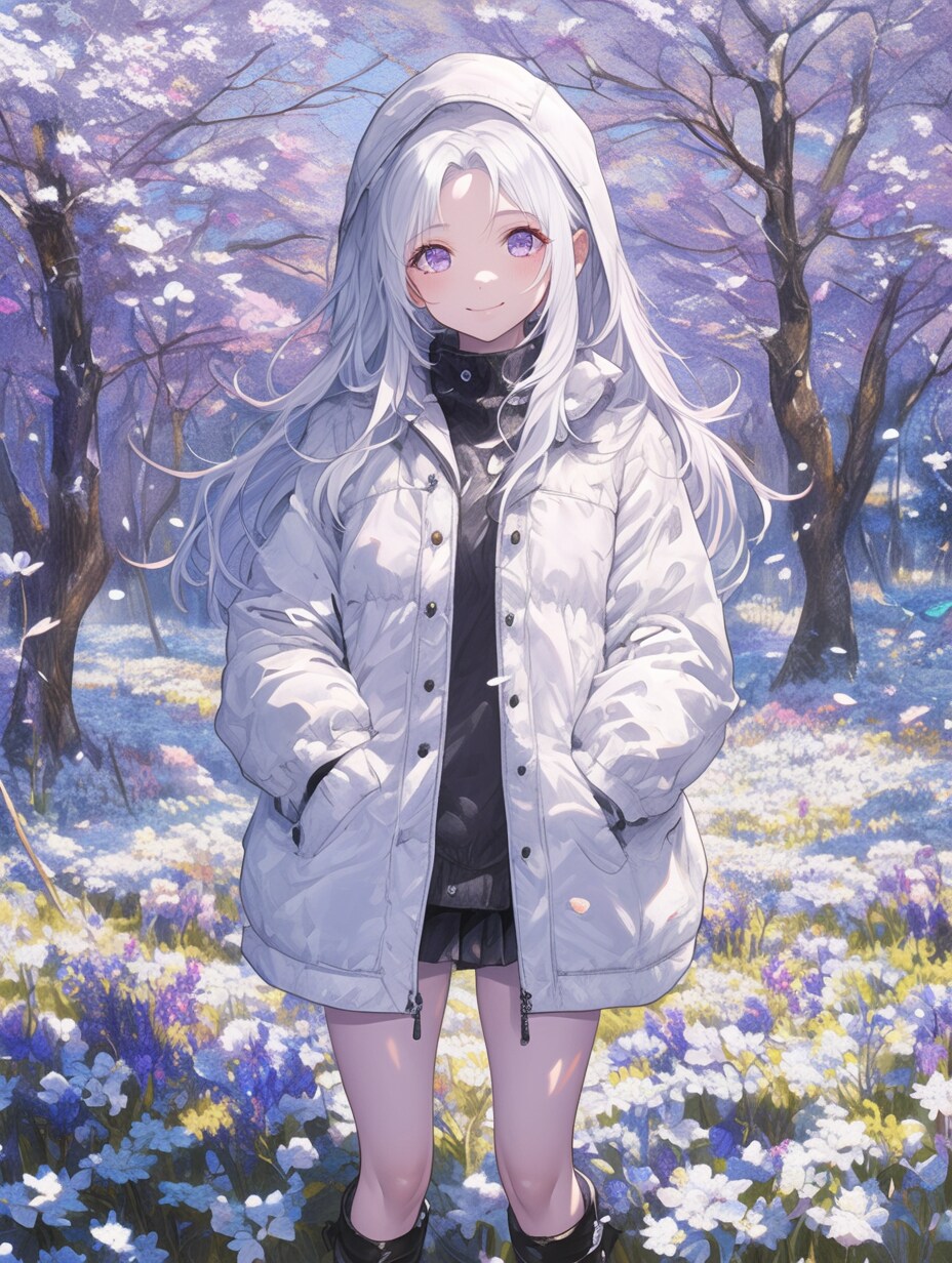 お花畑の女の子 Girl in a flower garden