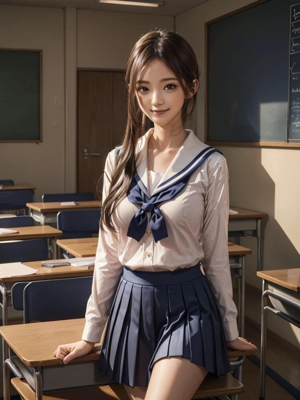 黒髪ロング女子高生